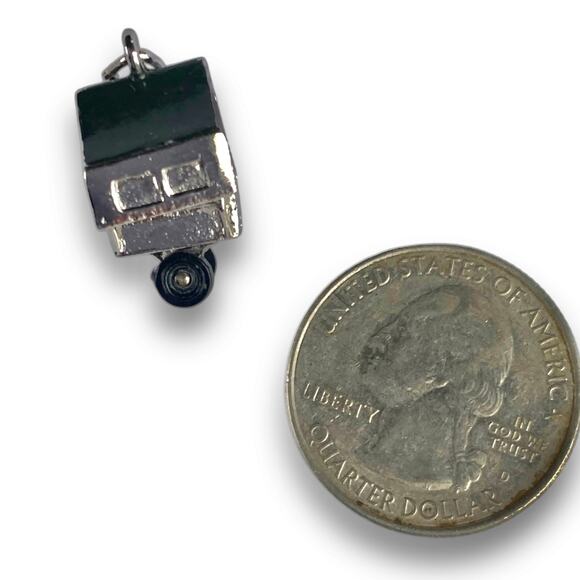 Vintage Charm Travel Trailer Camper Silver Tone Wheels Turn Whimsical 1950s RARE - Picture 13 of 13